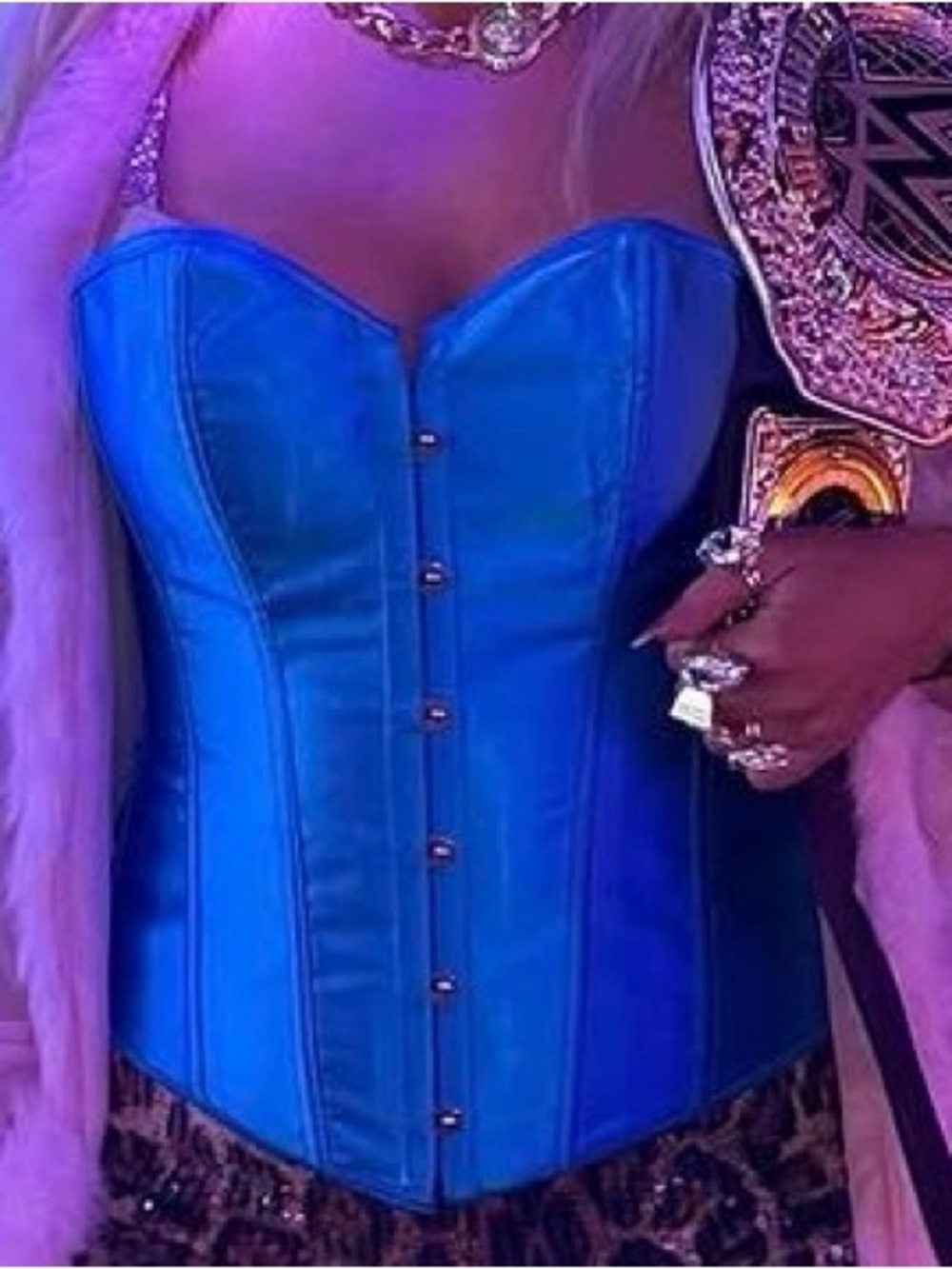 Satin shiny light blue corset